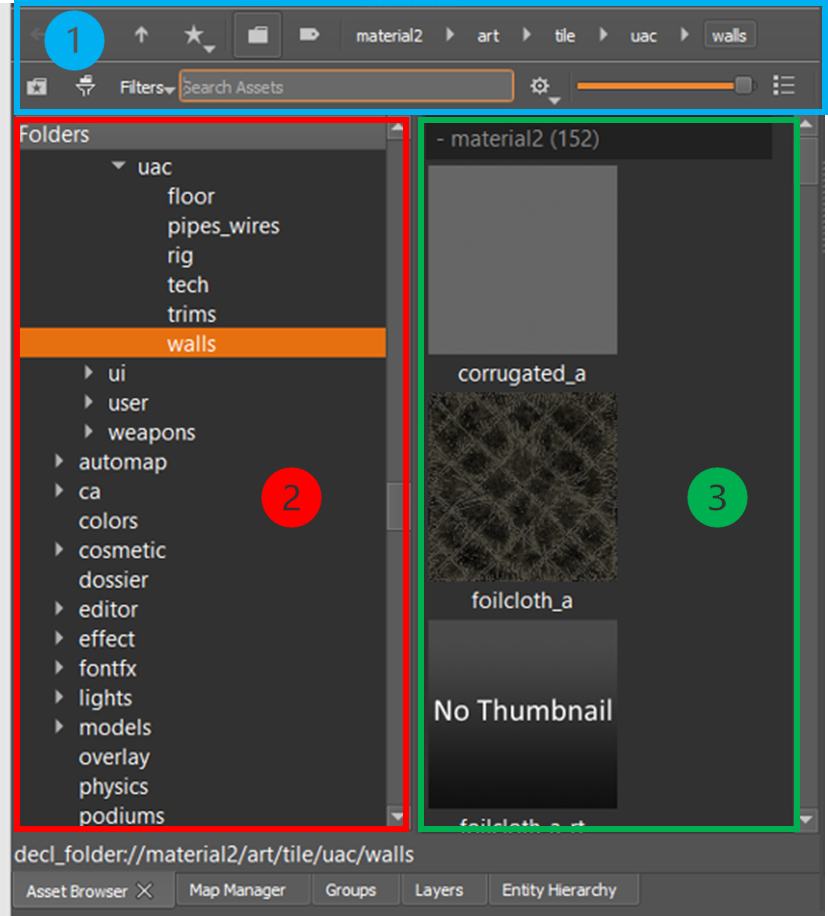 asset browser interface