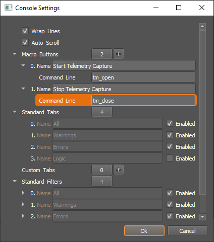 console macro button panel