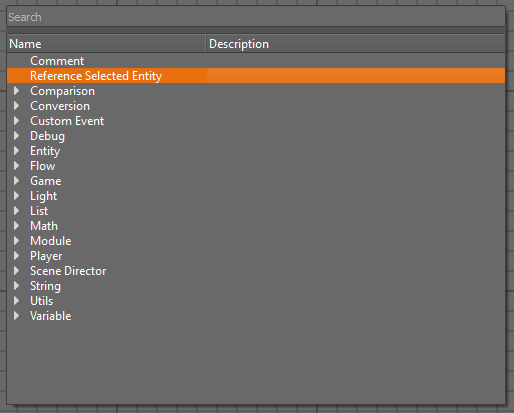 inline variables reference selected entities