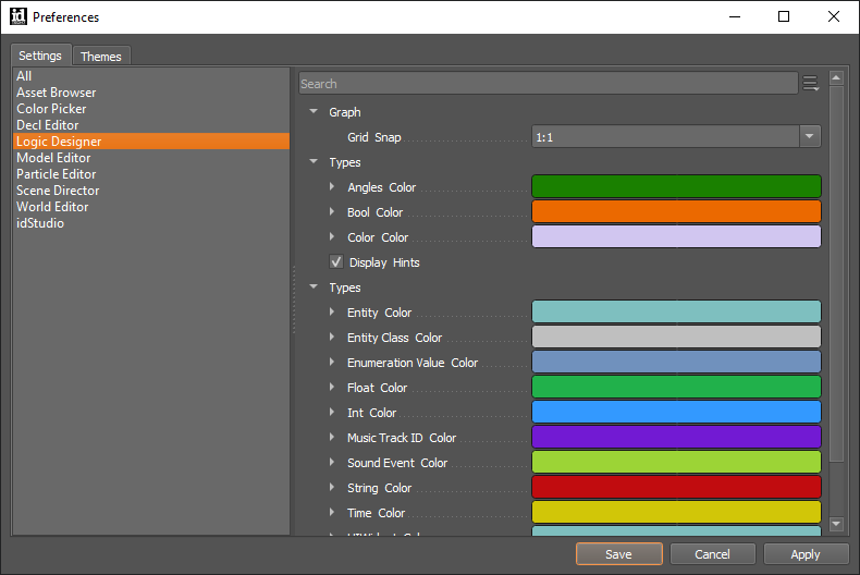 logic designer preferences