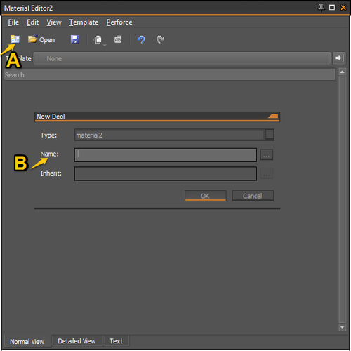 Material create via mat editor step 1