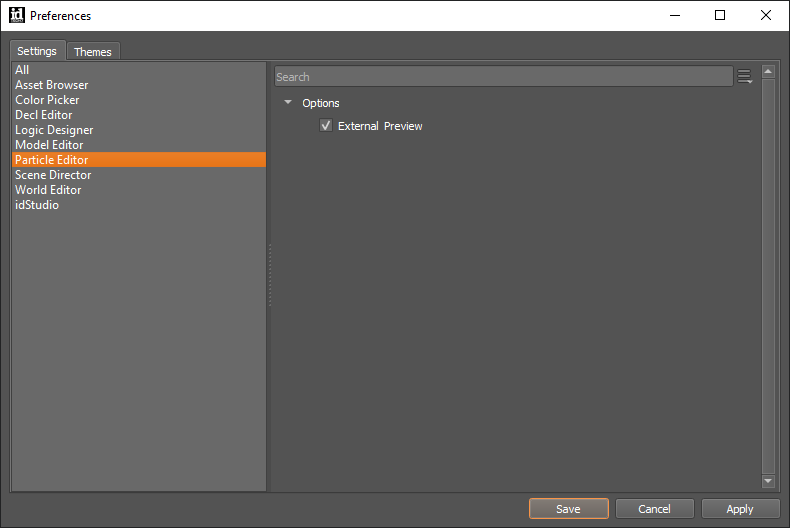particle editor preferences