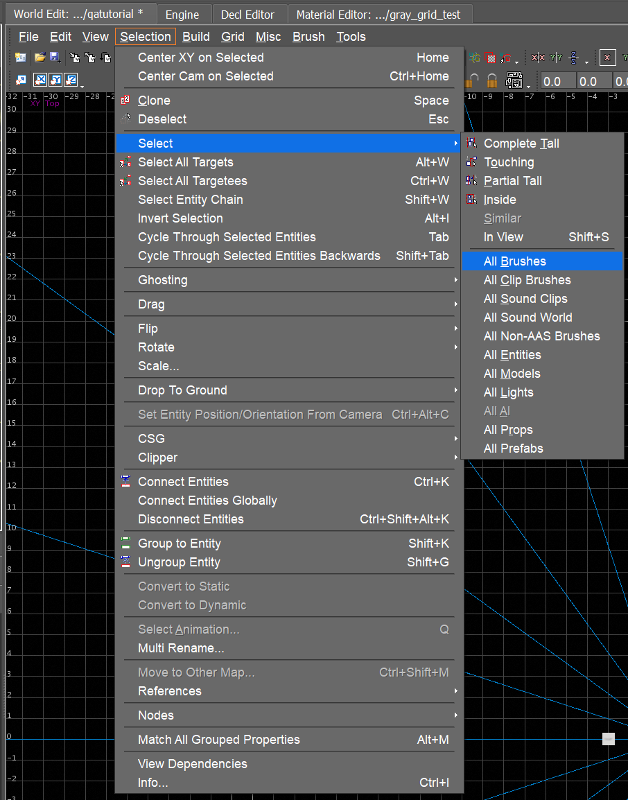 select a group of entities from world editor