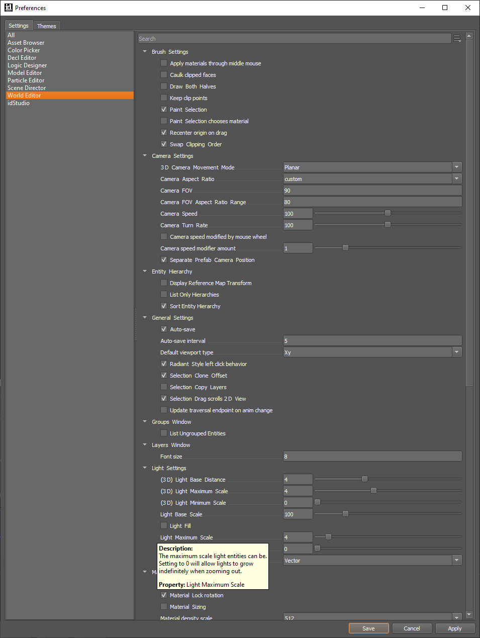 world editor preferences 1