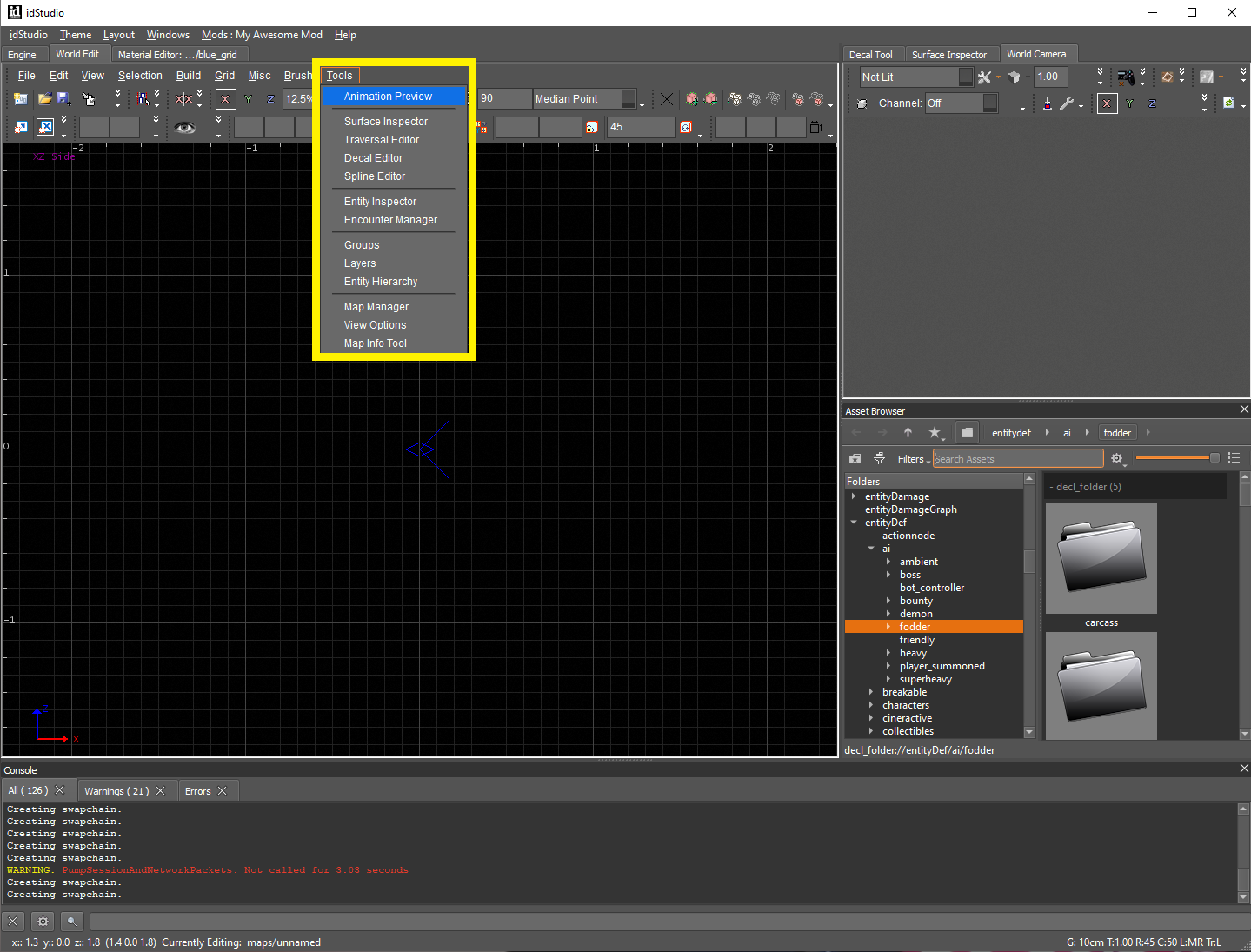 world editor and world camera overview